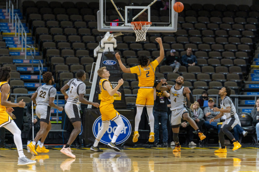 Multiple players go for a rebound as the Norse battle Canisius at BB&T Arena on Wednesday.