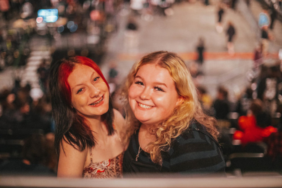 Two fans pose for a picture at the King Vamp Tour on Wednesday at BB&T Arena.