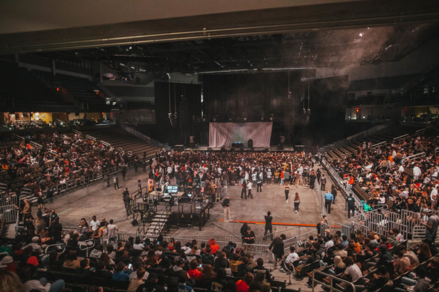 The crowd waits in anticipation for the King Vamp Tour to begin at BB&T Arena on Wednesday.