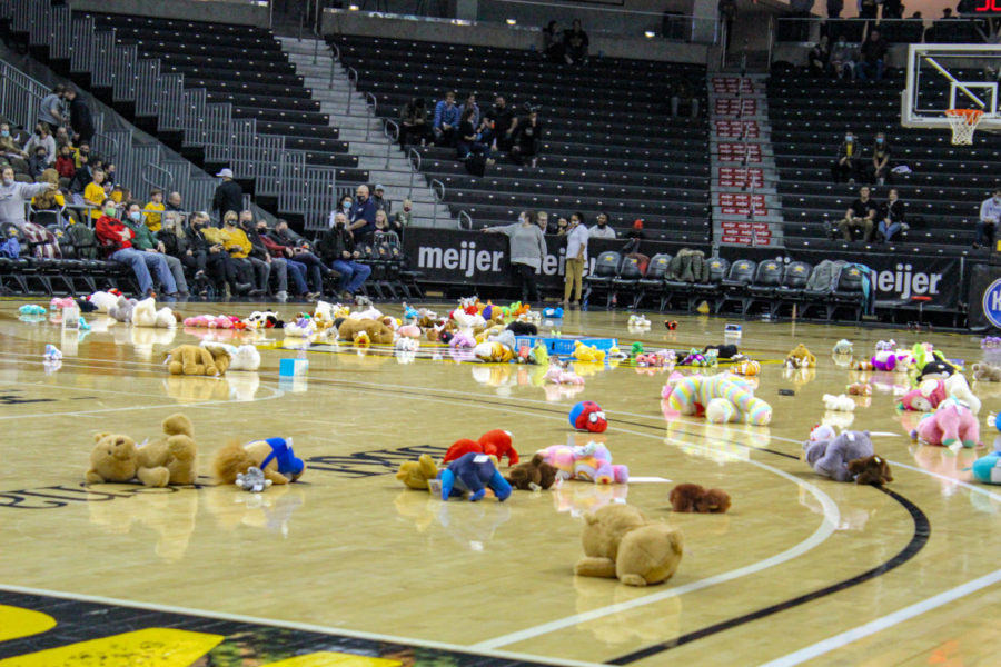 Fans at BB&T Arena had the opportunity to participate in the Teddy Bear Toss at halftime, benefitting children at St. Elizabeth hospitals.