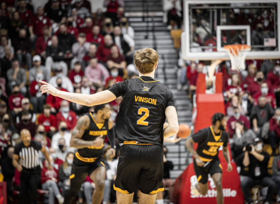 NKU guard Sam Vinson during the Norse game versus Indiana on Wednesday.