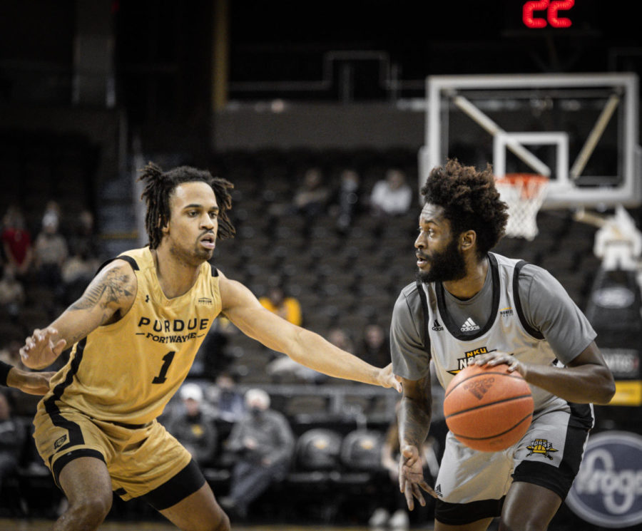 NKU guard Trevon Faulkner dribbles against Purdue Fort Wayne. Faulkner finished with 12 points on Friday.