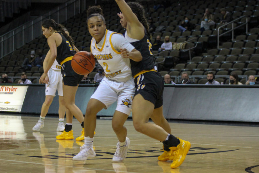 Guard Ivy Turner drives into the lane against Milwaukee on Thursday. Turner led the Norse with 23 points.