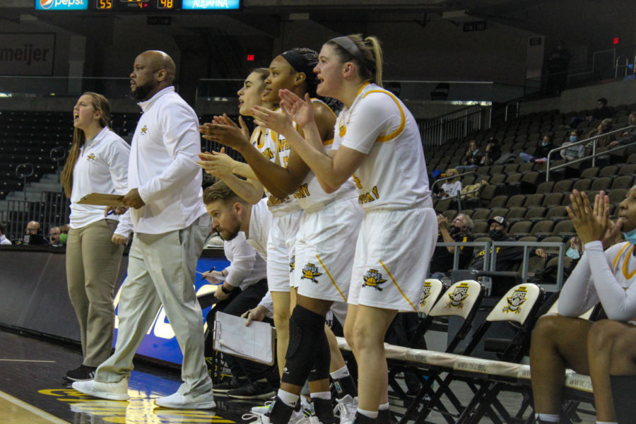 NKU players celebrate on the bench as the Norse defeated Milwaukee on Thursday.