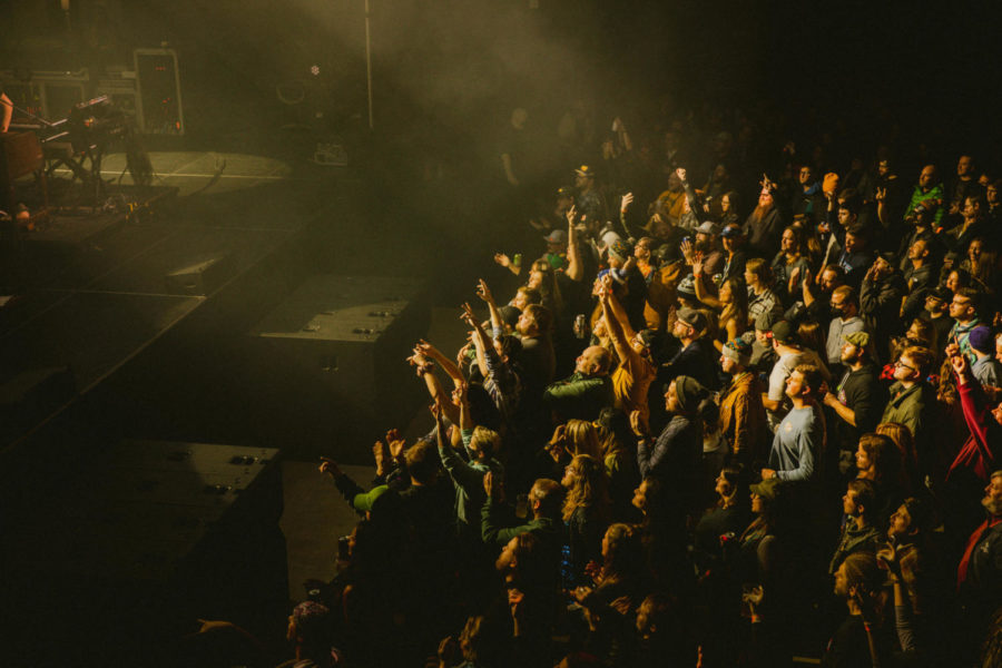 A packed crowd at PromoWest Pavilion at OVATION in Newport taking in the concert by Umphrey's McGee.