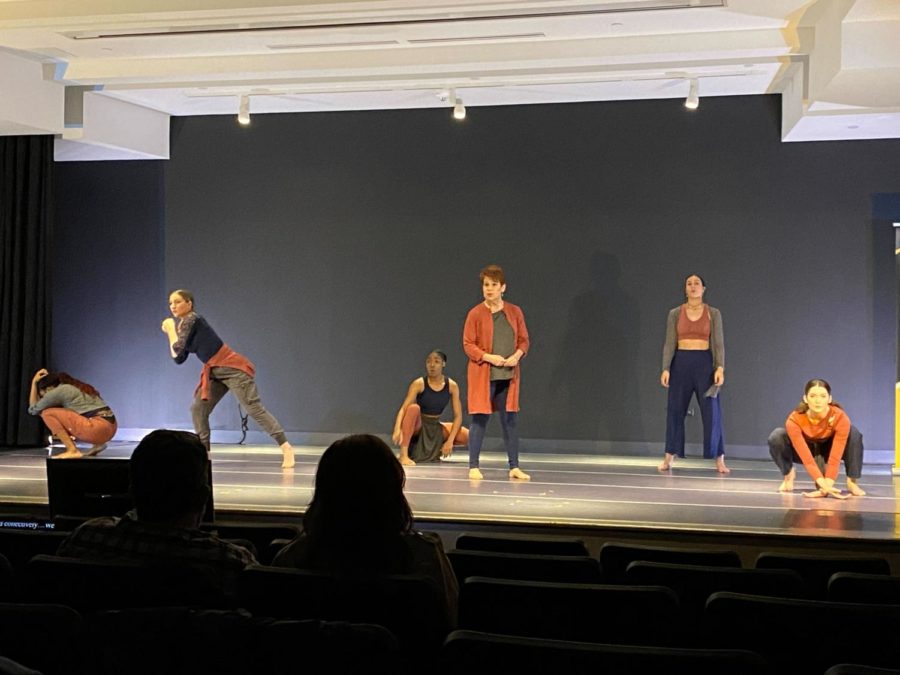 Tracey Bonner delivered the lecture, which NKU dancers interpreted through choreography.