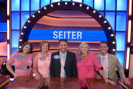 Connie Seiter and her family as contestants on “Family Feud.”