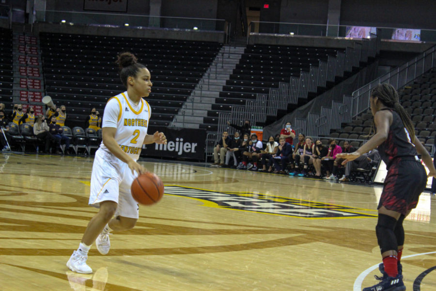 NKU guard Ivy Turner dribbles against UIC on Thursday at BB&T Arena.