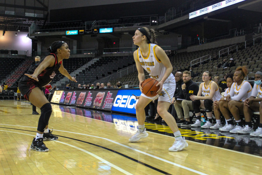 NKU redshirt senior guard Lindsey Duvall against UIC on Thursday. Duvall finished with 28 points.