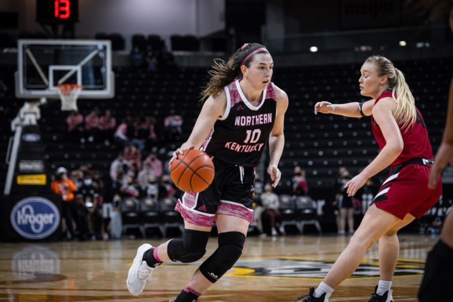 NKU forward Grayson Rose (10) drives into the lane against IUPUI on Saturday.