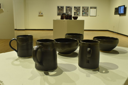 Nicholas Bonner’s high fire porcelain pottery in the exhibition.