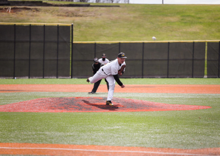 NKU freshman pitcher Kaden Echeman delivers a pitch against Wright State on Sunday.