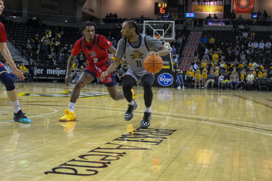NKU guard Bryson Langdon dribbles against Detroit Mercy on Thursday. Langdon had 10 points in the win.