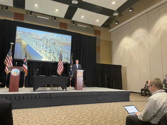 In February, Gov. Beshear joined Ohio Gov. Mike DeWine at the Northern Kentucky Convention Center to sign a Memorandum of Understanding. 