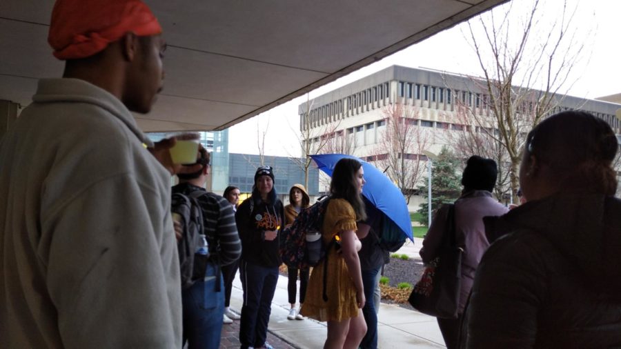 Students prepare to march at the end of Take Back the Night.