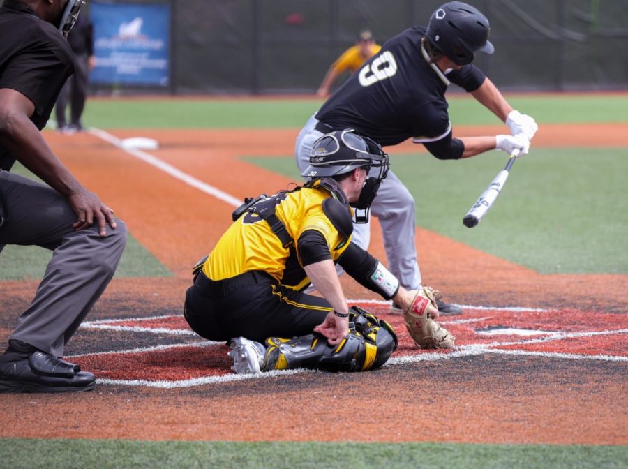 A Purdue Fort Wayne hitter swings at a pitch during the Mastodons game versus NKU on Friday at Bill Aker Baseball Complex.