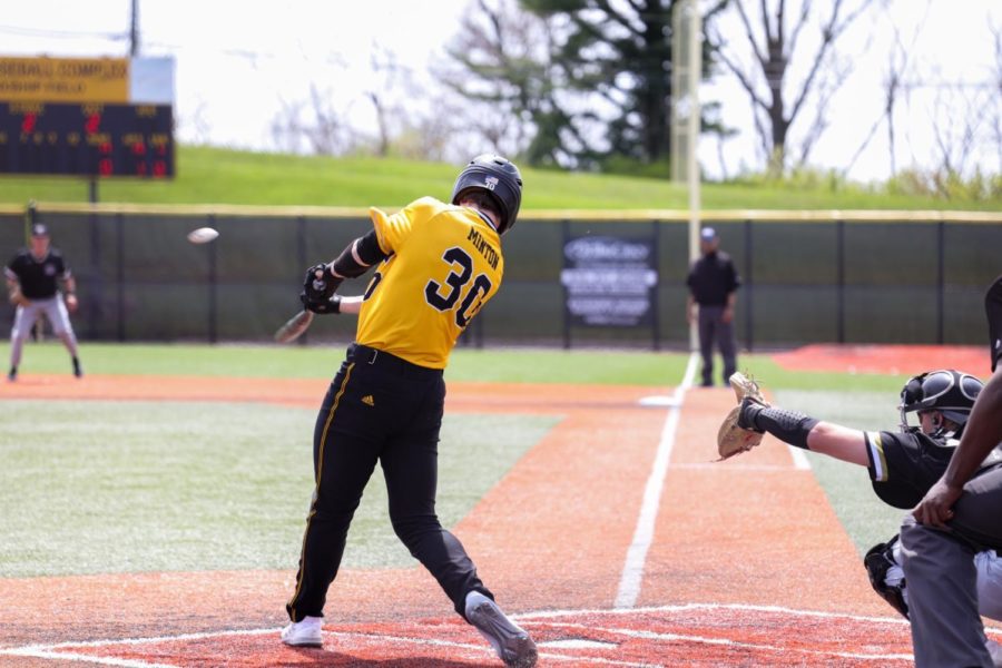 NKU catcher Zack Minton takes a swing against Purdue Fort Wayne.