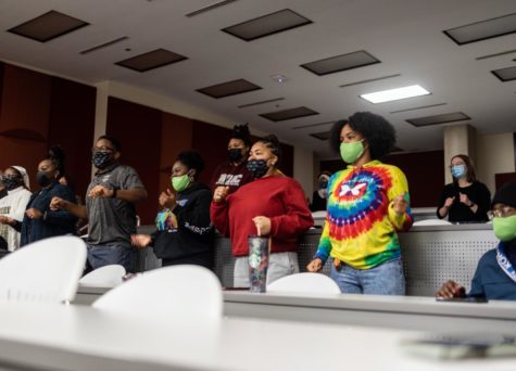 Students participate in traditional African dances, guided by NKU’s african dance instructor