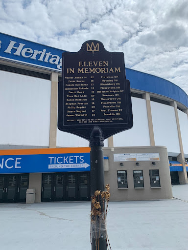 Memorial in honor of the eleven people who lost their lives on December 3, 1979 at the Who concert in Cincinnati. 