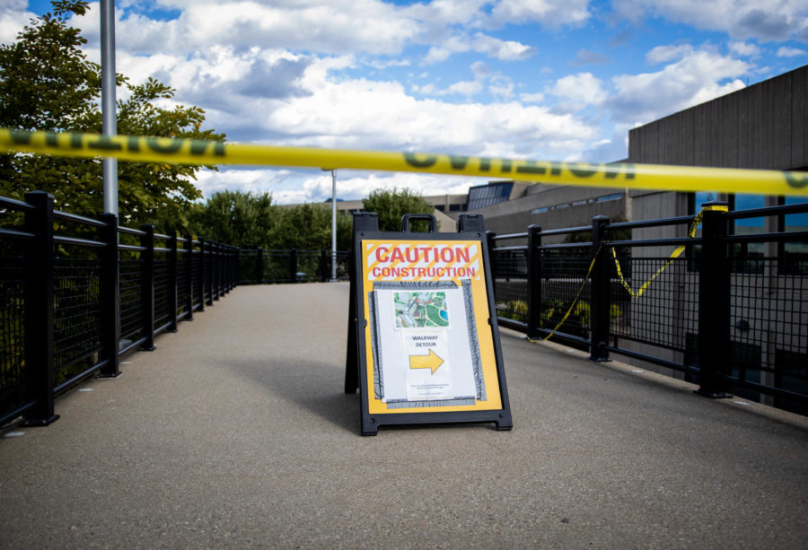 The bridge connecting University Center with the MEP and Lucas Administrative buildings is expected to close until late November.