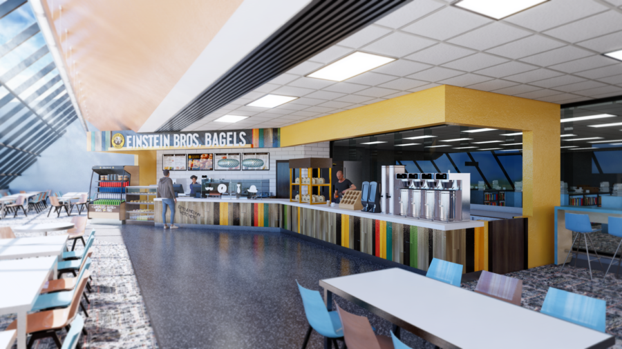 Projected rendering of what the reopened Einstein Bros. Bagels will look like