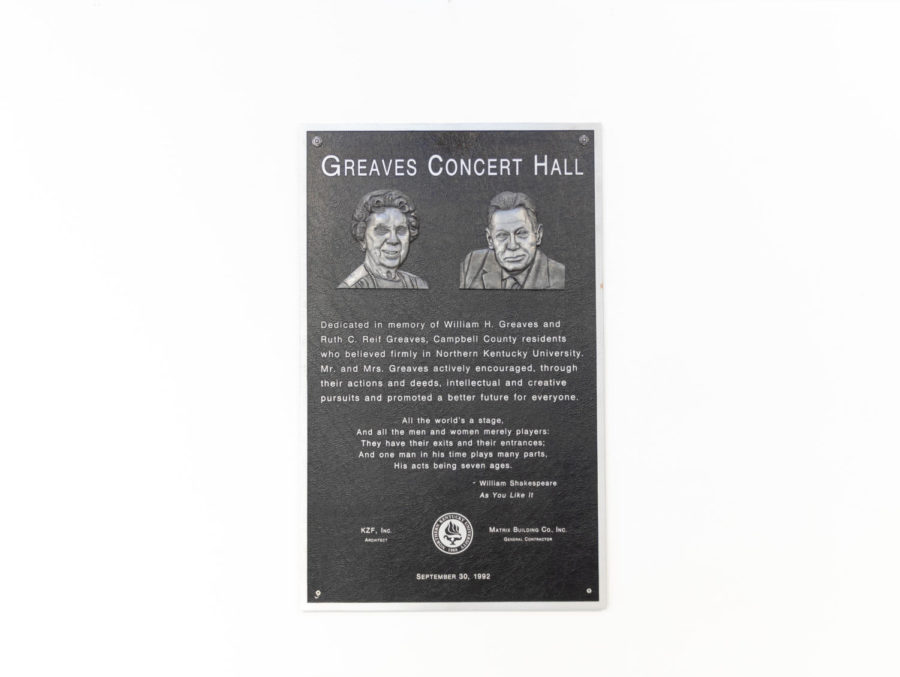 Greaves Concert Hall plaque. 