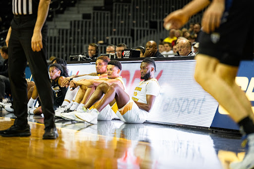 Trevon Faulkner, Xavier Rhodes, and Chris Brandon wait to check into the game Saturday night as NKU knocked off Purdue Fort Wayne. The Norse earned their third consecutive victory and their second of their four game homestand that lies within a crucial portion of their schedule.
