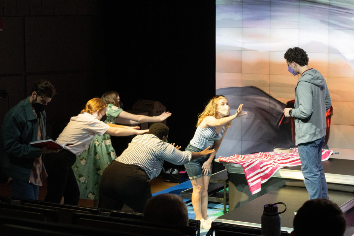 "The Curious Incident of the Dog in the Night-Time" being rehearsed in the Griffin Hall Digitorium.