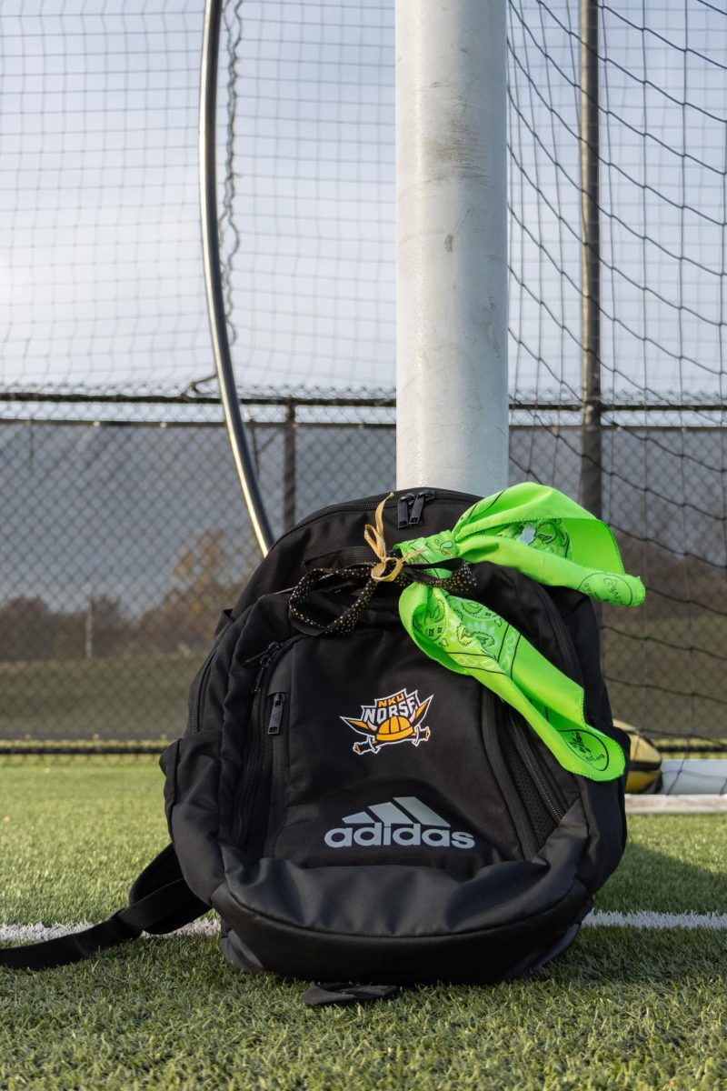 Green Bandana on a student-athlete backpack