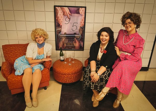 Cast members Annie Jennings, Rachel Gardner and Eleanor Bennett as the three female leads of 9 to 5: The Musical. 