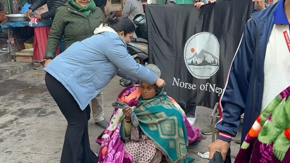 Shreya Acharya, junior and member of Norse of Nepal, traveled back to the country over winter break to help pass out items to the homeless.