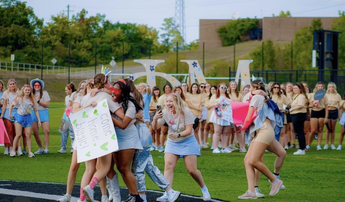 A Greek life recruitment event taking place at NKUs intramural fields. 