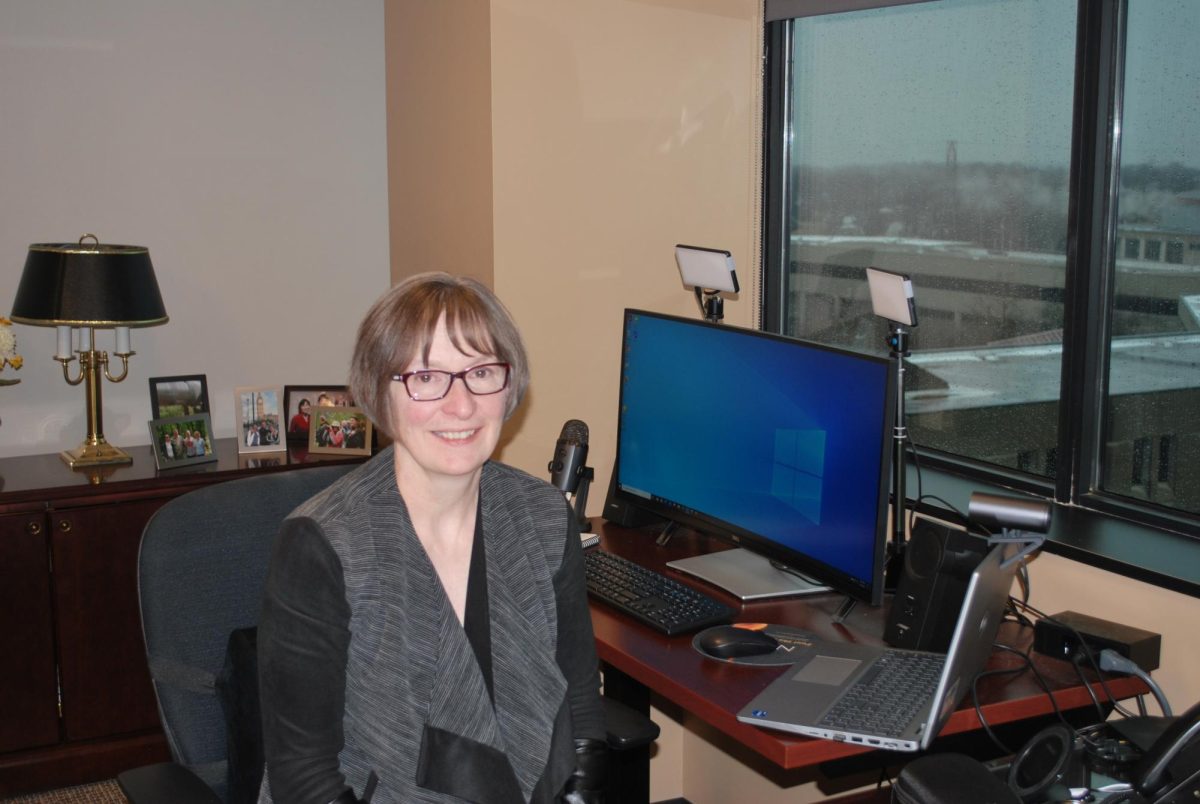 Dr. Diana McGill sits in the provosts office in the Lucas Administrative Center.