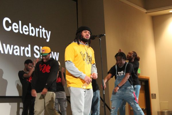 One of the contestants takes the mic during Celebrity Award Show