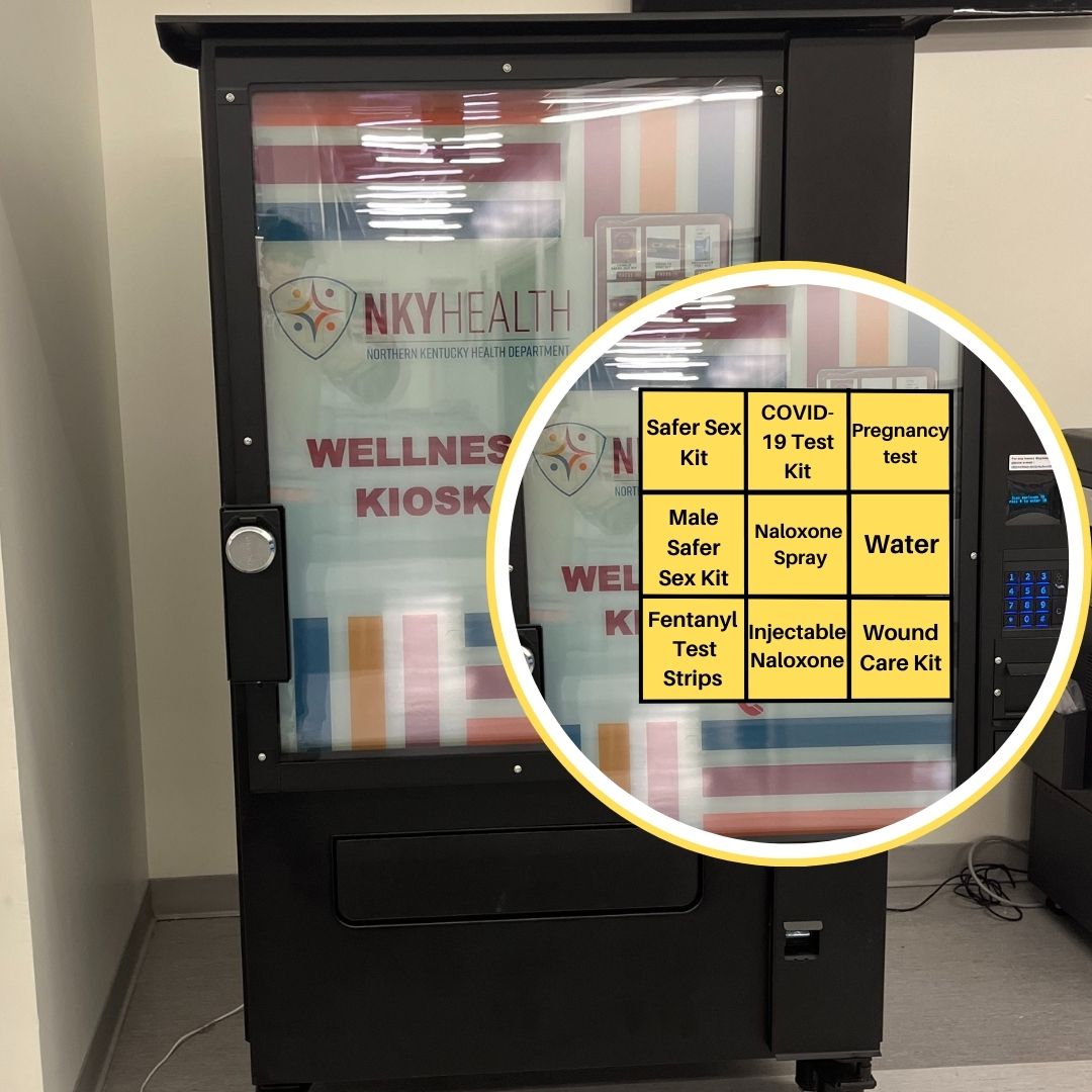 The Wellness Kiosk in Norse Commons has several health-related items that NKU students, staff and faculty can access for free. (Photo by Killian Baarlaer and Shae Meade)
