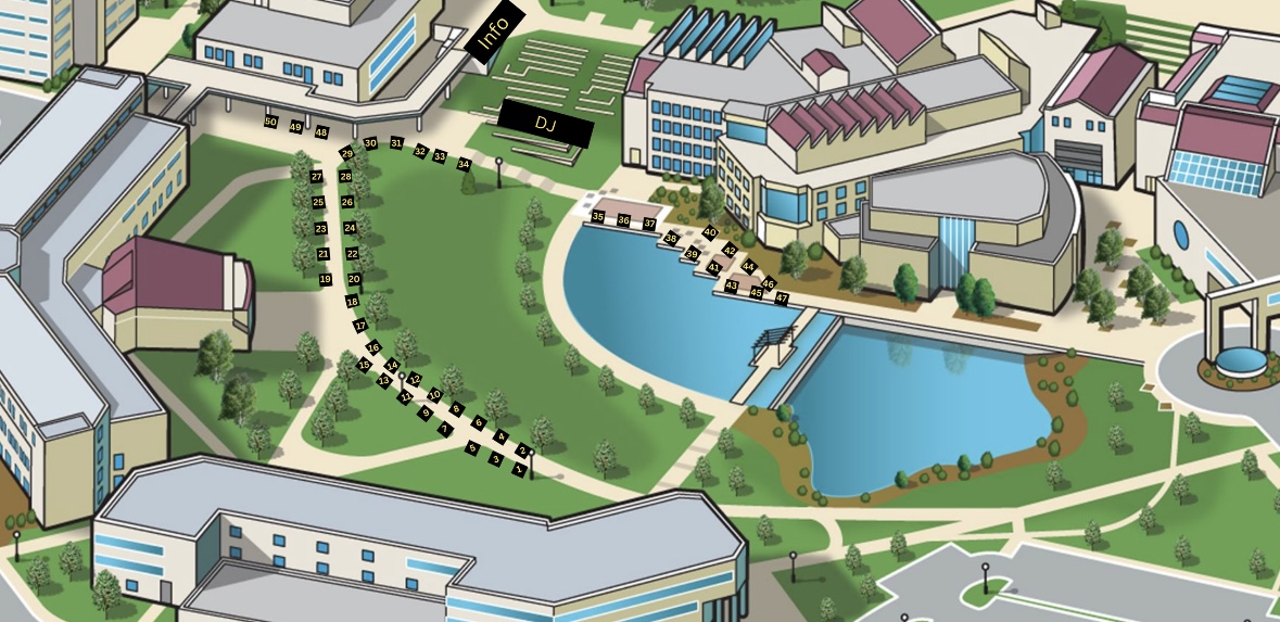 The map for tables at Norse Marketplace, which will surround Loch Norse, the College of Business and the Math, Education and Psychology building.