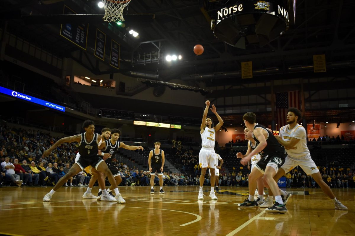Itejere at the line shooting a free throw against Green Bay. He finished the game with 13 points, six rebounds and three blocks.