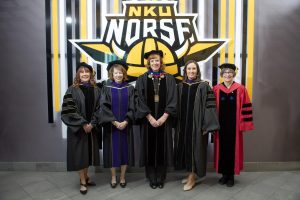 Lieutenant Governor Jacqueline Coleman stands to the left of NKU President Cady Short-Thompson. 