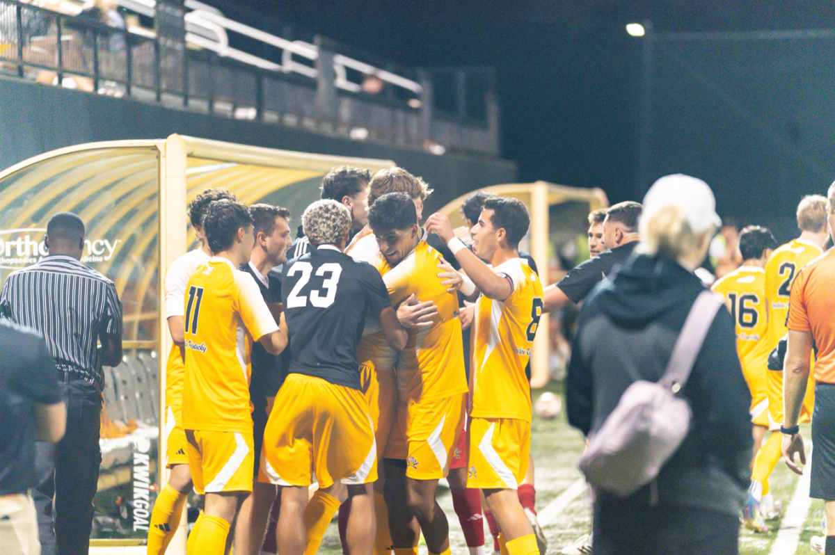 Men’s soccer won in movie-esque fashion in the 89th minute against Union Commonwealth Ky. Junior Midfielder Maddox Behnfeldt (5) scored the walk off goal, as he played the ball inside the box and finished it off.