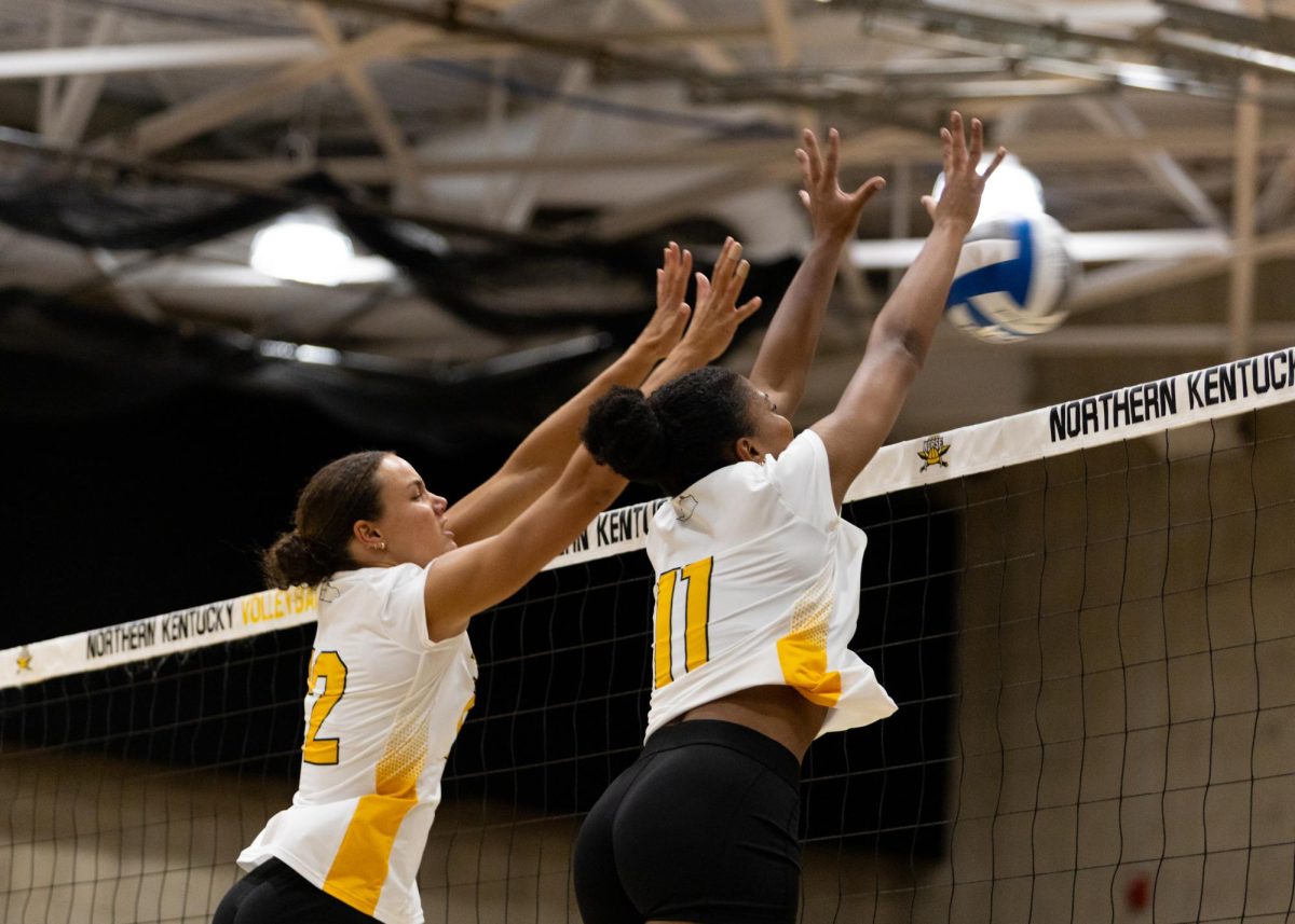 NKU’s defense, led by juniors Ivey Stockes and Sydney Bray, held strong at the net.