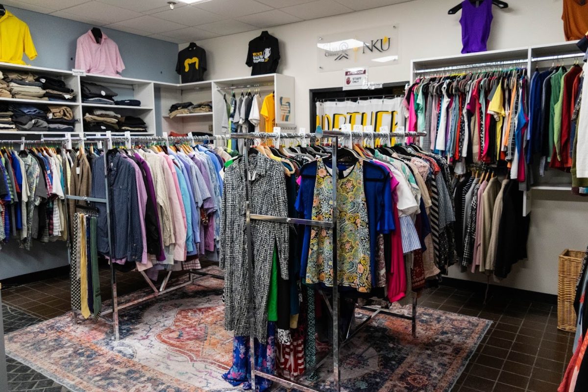 Racks of clothing at The Care Closet.