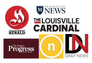 Logos of The College Heights Herald, Louisville Cardinal, Murray State News, The Northerner, Ball State Daily News and Eastern Progress.
