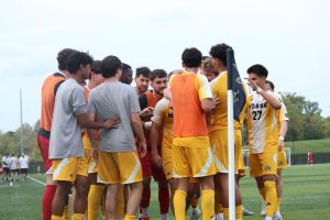 NKU celebrating its second goal of the day against IU-Indy. Jason Purks (17) scored in the 71st minute to put the Norse up 2-0. It was his first goal of the season.