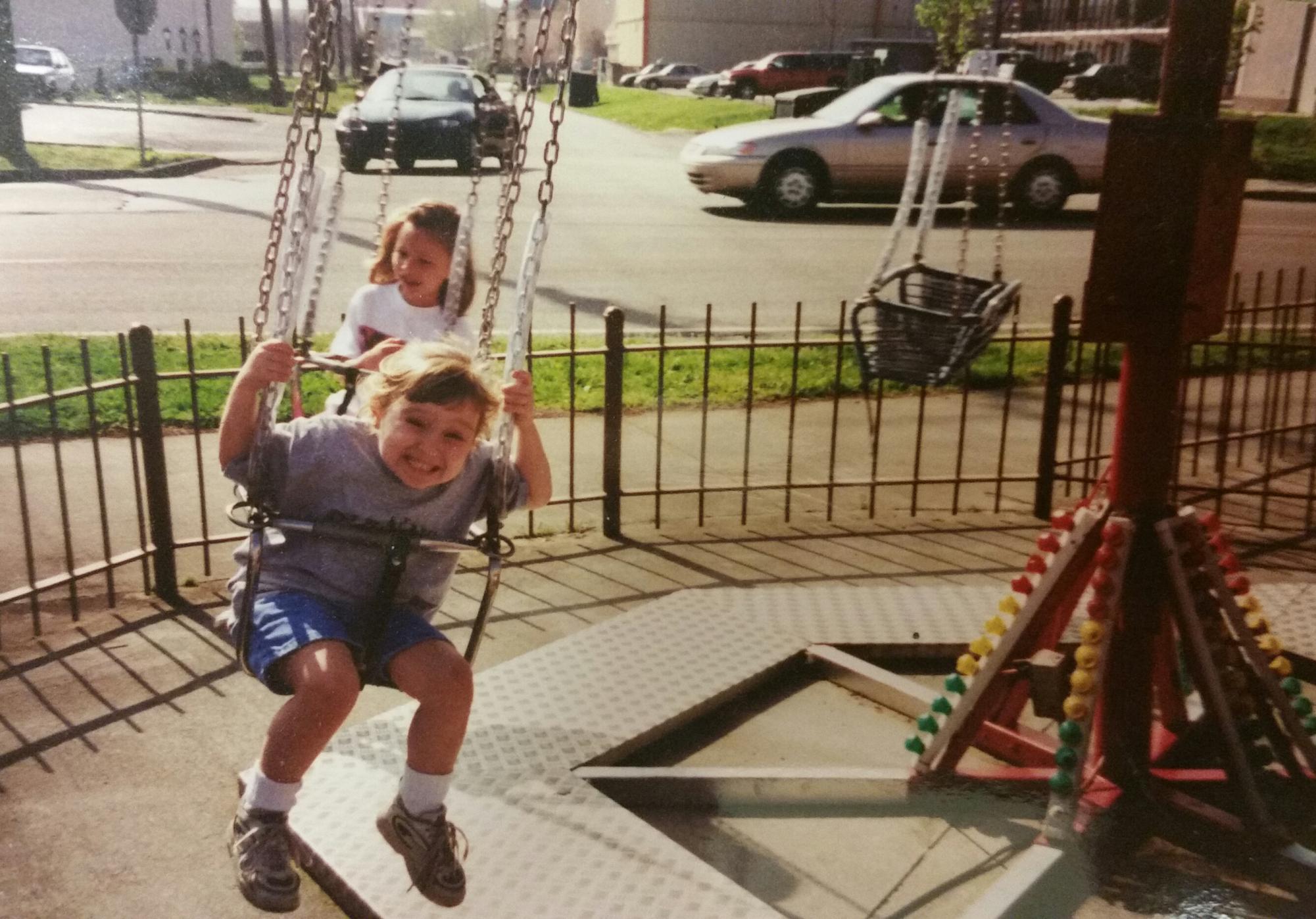 Dan Ginn on a swing ride at his local county fair when he was a child.
